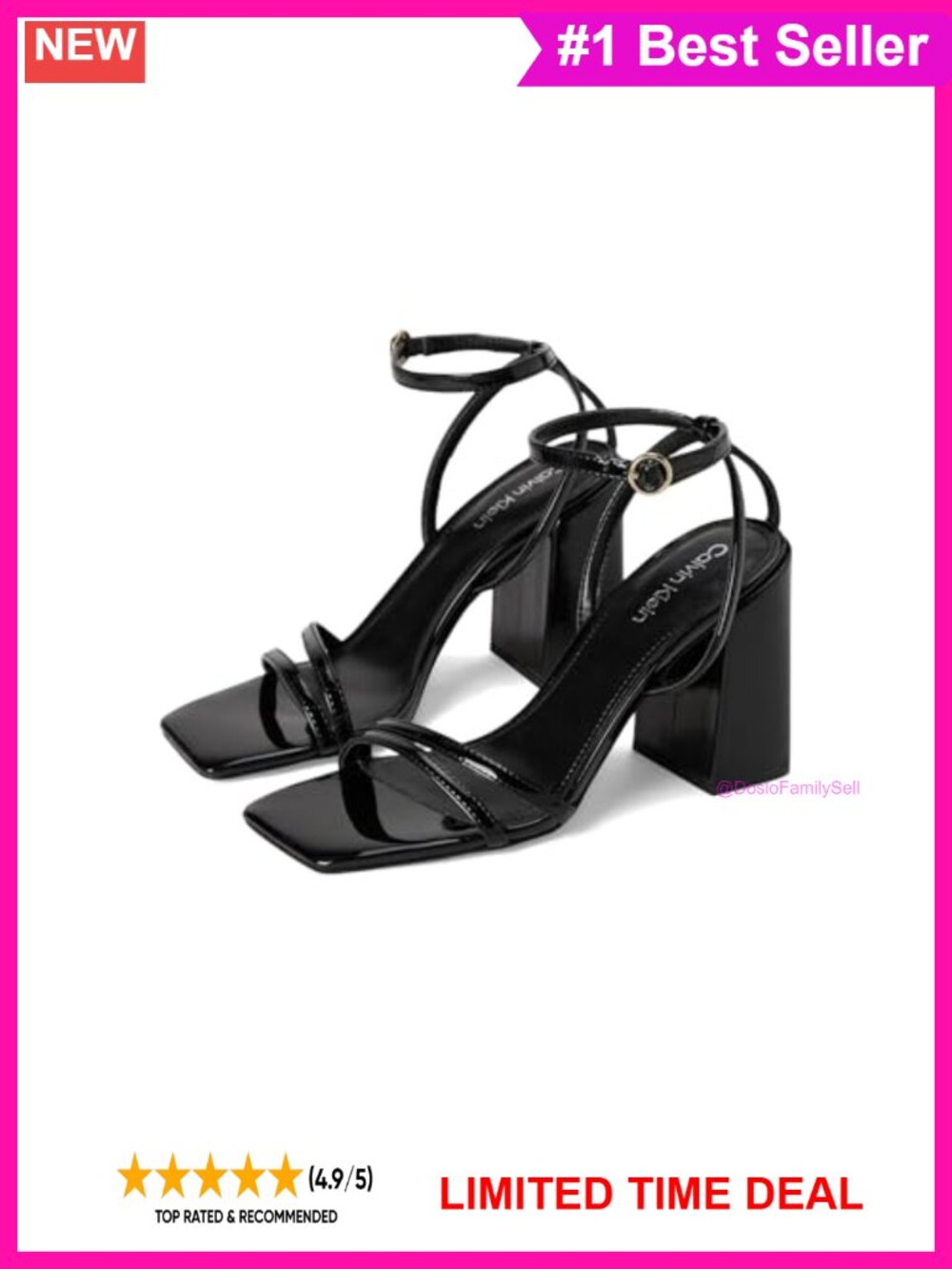 Calvin Klein Sassa Faux Leather Block Heel Sandals